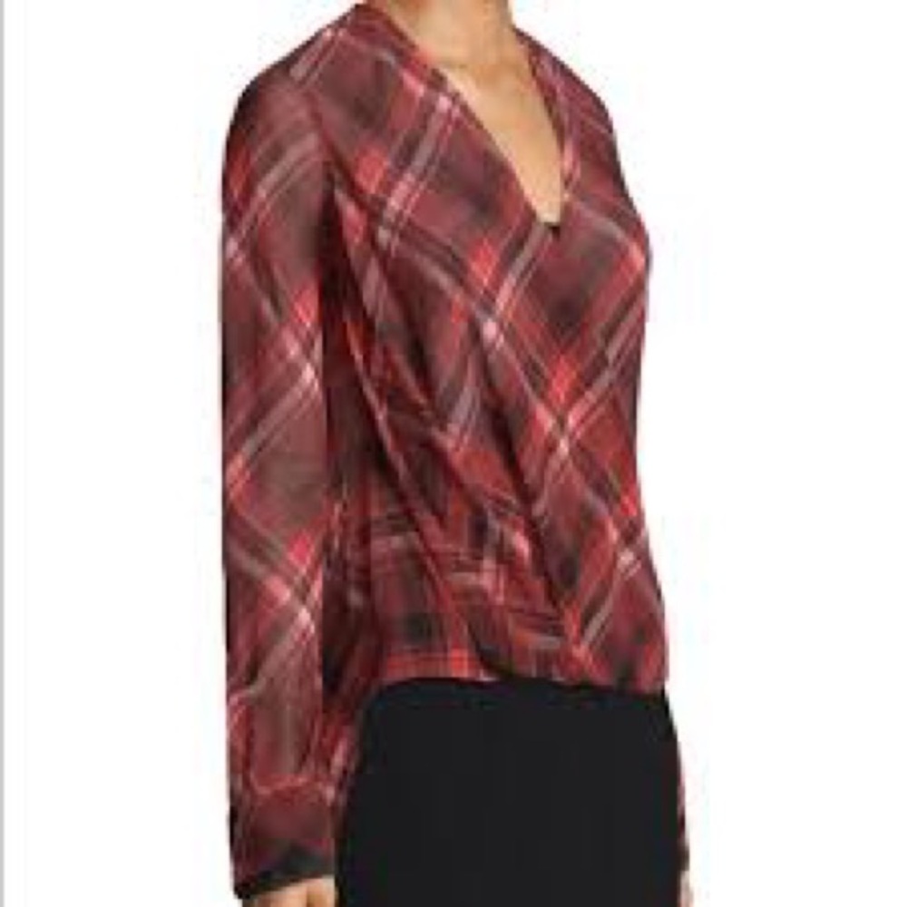 Rag‎ & Bone Silk Plaid Draped Blouse Size XS